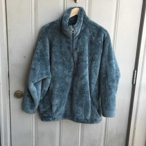 Express Sweaters - Express Fuzzy Blue/Teal Pullover Size XS